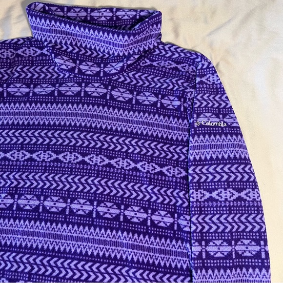 Columbia lightweight fleece turtleneck sweatshirt size medium purple printed - Picture 4 of 5